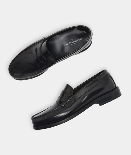 Garment Project Miles Penny Loafer - Black Polido
