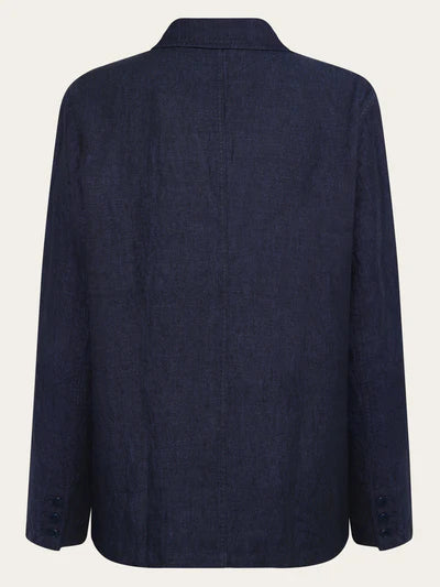Knowledge Cotton Apparel Linen Blazer - Total Eclipse (Navy)