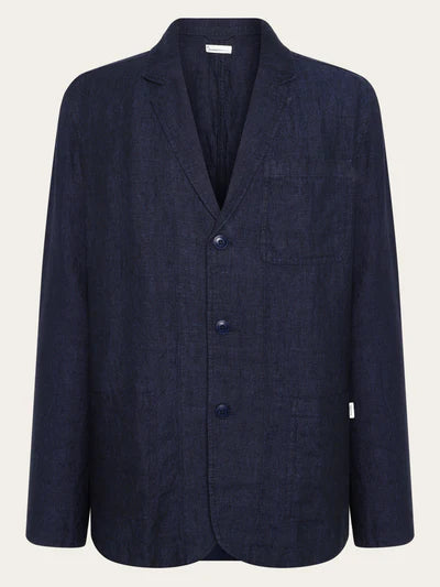 Knowledge Cotton Apparel Linen Blazer - Total Eclipse (Navy)