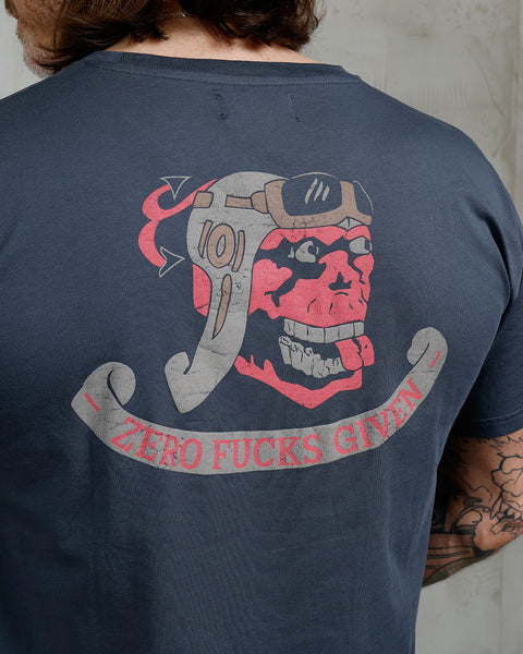Pike Brothers Zero Fucks Given 1969 Sports Tee - Petrol