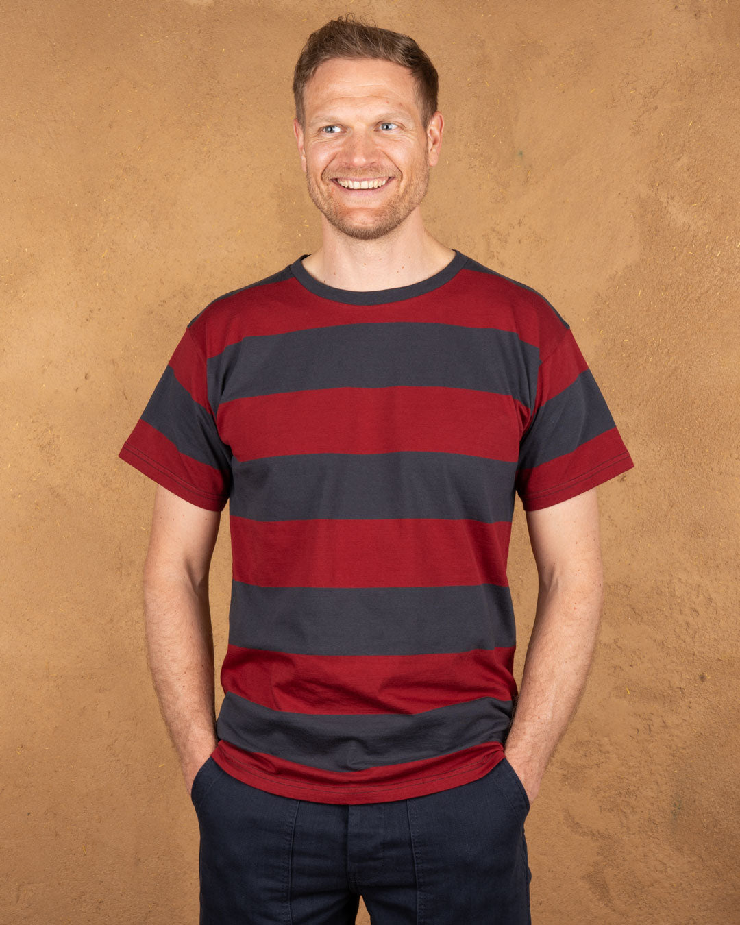 Pike Brothers 1969 Striped Sports Tee - Rockledge Red