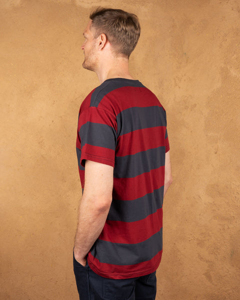 Pike Brothers 1969 Striped Sports Tee - Rockledge Red