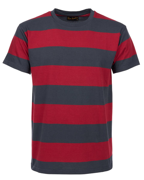 Pike Brothers 1969 Striped Sports Tee - Rockledge Red