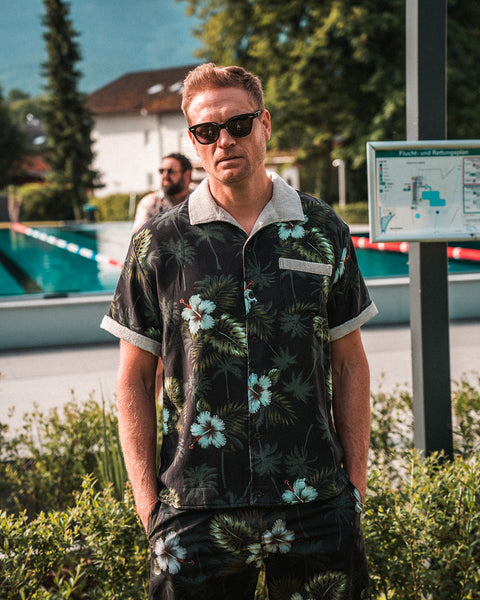 Pike Brothers 1961 Cabana S/S Shirt - Entraga Black