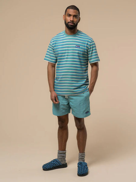 Penfield Wave Texture Stripe Tee - Dusty Turquoise