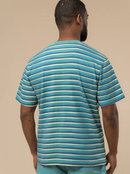 Penfield Wave Texture Stripe Tee - Dusty Turquoise