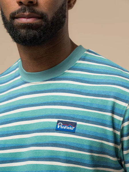 Penfield Wave Texture Stripe Tee - Dusty Turquoise
