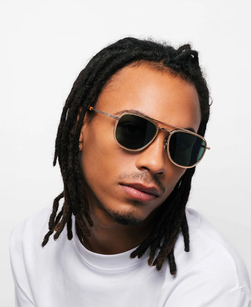 Messy Weekend Quentin Sunglasses - Champagne/Green