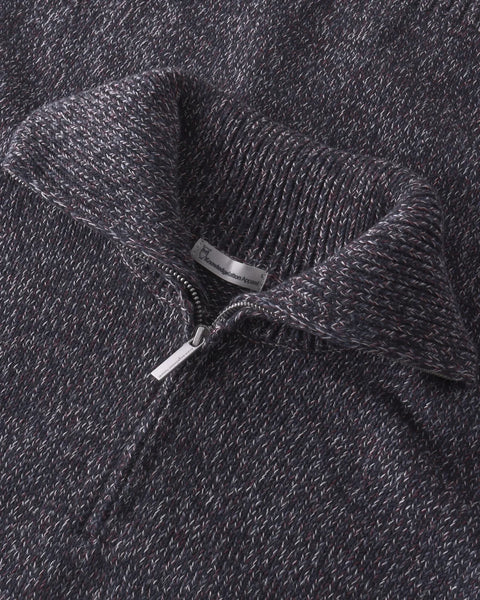 Knowledge Cotton Apparel Quarter Zip Sweater - Blue/Multi