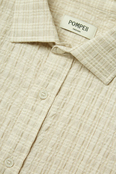 Pompeii Seersucker Rustic Check L/S Shirt - Oak
