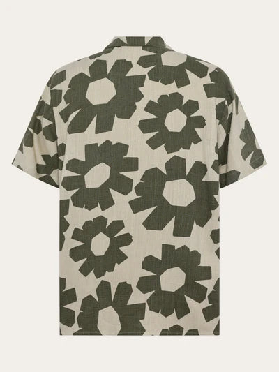 Knowledge Cotton Apparel Linen Mix AOP Shirt - Green