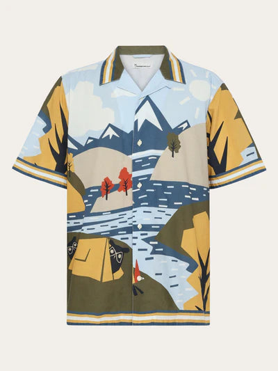 Knowledge Cotton Apparel Relaxed Fit AOP Shirt - Multi