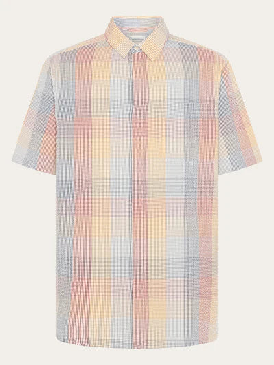 Knowledge Cotton Seersucker Check Shirt - Multi