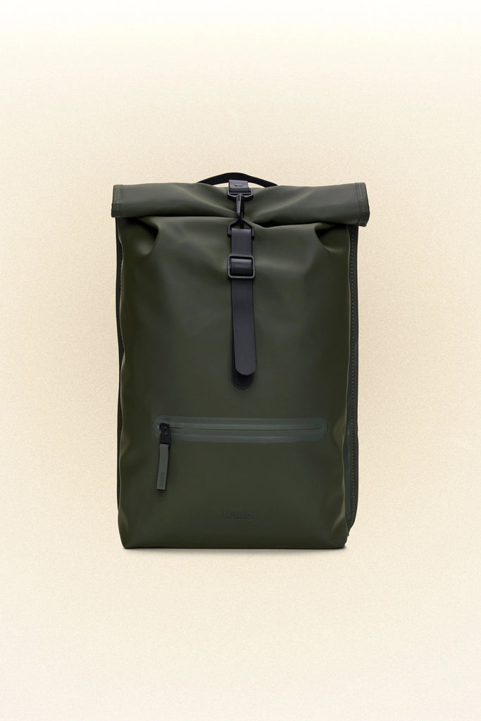 Rains Rolltop Rucksack W3 Green Badger Clothing