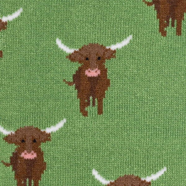 Swole Panda Highland Cow Socks - Green