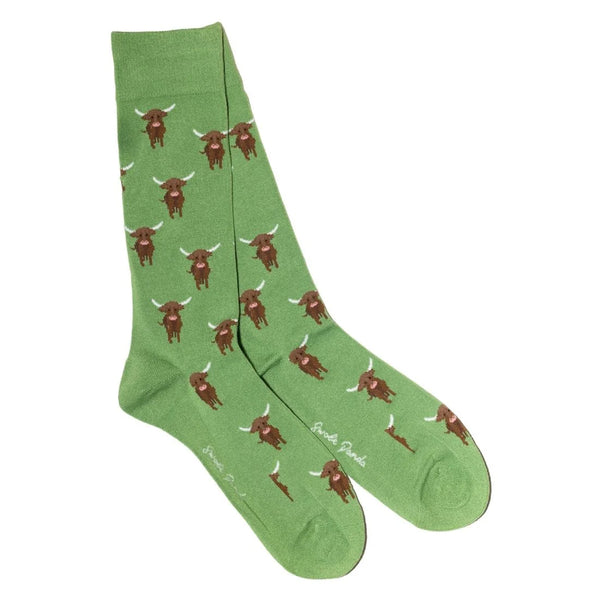 Swole Panda Highland Cow Socks - Green