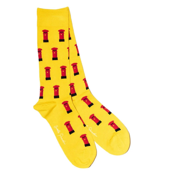 Swole Panda Red Post Box Socks - Yellow