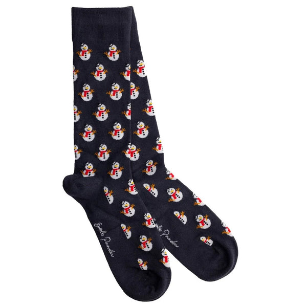 Swole Panda Bamboo Snowman Socks - Navy