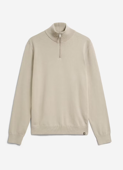 Faabes Quarter Zip High Neck Sweater Sandstone Badger Clothing