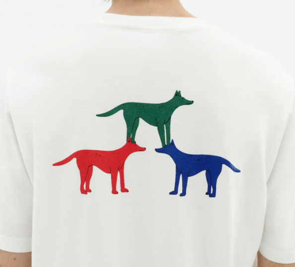 Thinking Mu Zach Puppies Tee - White