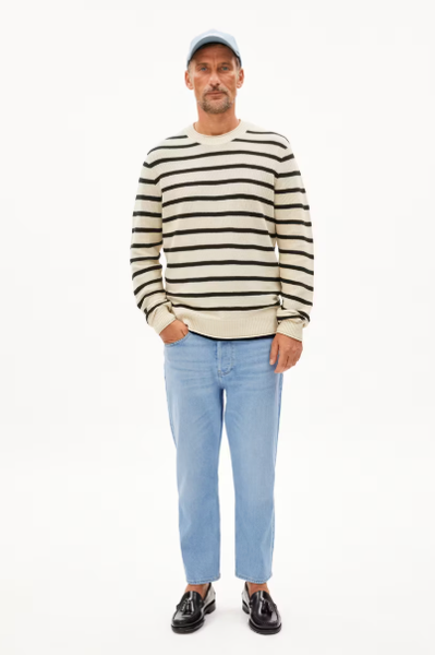 Armedangels Ajaani Lino Stripe Knit - Raw White/Black