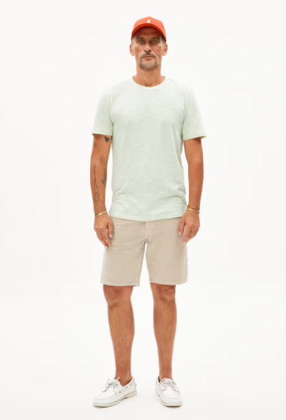 Armedangels Jaames Structure Tee - Green Ash/Oatmilk