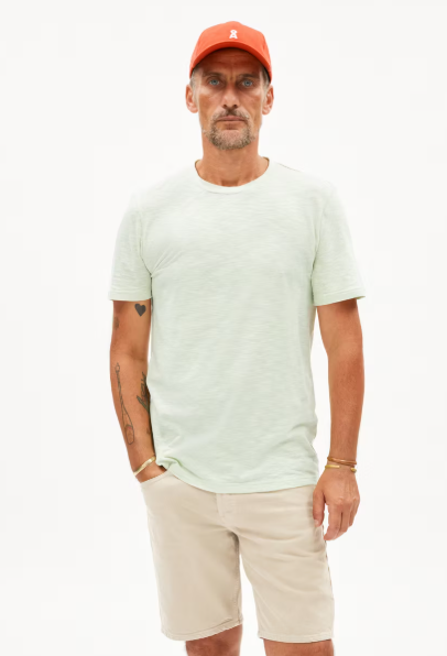 Armedangels Jaames Structure Tee - Green Ash/Oatmilk