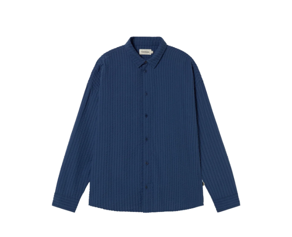 Thinking Mu  Haru Seersucker Shirt - Blue