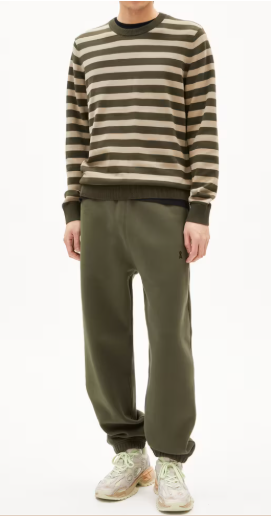 ArmedAngels Loukaa Striped Sweater - Forest Pine/Light Sage