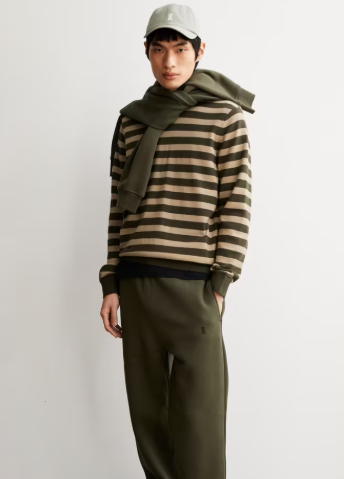 ArmedAngels Loukaa Striped Sweater - Forest Pine/Light Sage