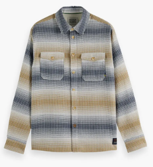Scotch & Soda Waffle Stripe L/S Shirt - Oceana/Infinity Stripe