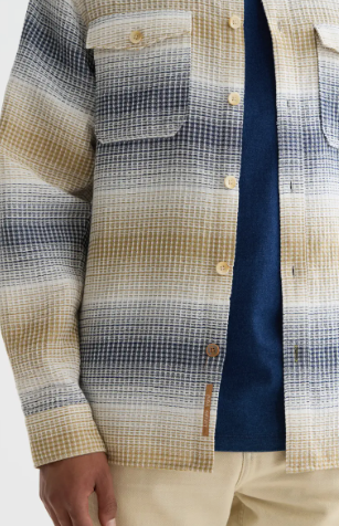Scotch & Soda Waffle Stripe L/S Shirt - Oceana/Infinity Stripe