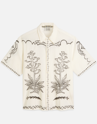 Scotch & Soda Embroidered S/S Shirt - Eggnog