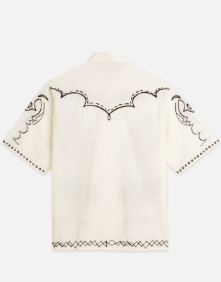 Scotch & Soda Embroidered S/S Shirt - Eggnog