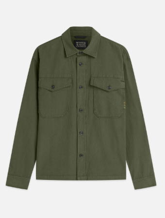 Scotch & Soda Cotton Linen Overshirt - Olive Night