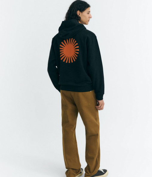 Thinking Mu Sol Contrast Simon Hoodie - Black
