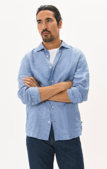 Matinique Mamarc  Linen Shirt - Deja Vu Blue
