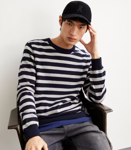 Armed Angels Loukaa Striped Sweater - Night Sky/Silver Mel