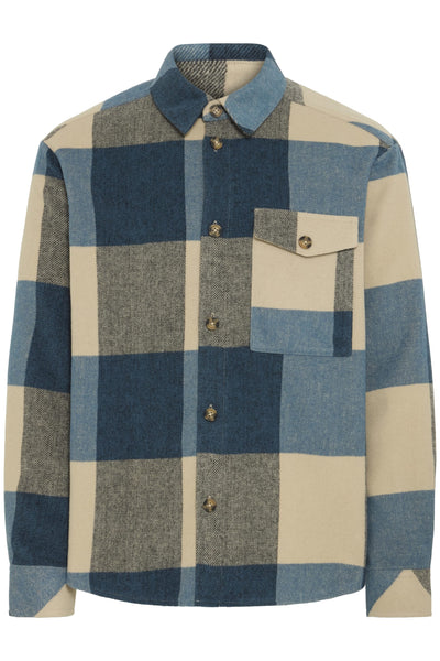 !Solid Sdmanheim Check Overshirt - Indian Teal