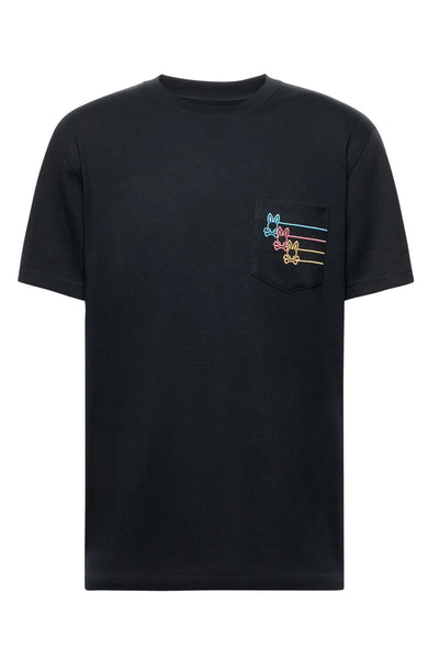 Psycho Bunny Embroidered Pocket Andy  Tee - Black