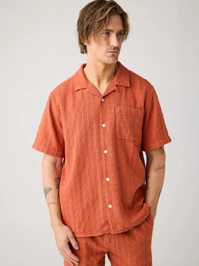 Knowledge Cotton Apparel Structure Shirt - Burnt Brick