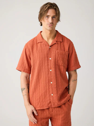Knowledge Cotton Apparel Structure Shirt - Burnt Brick