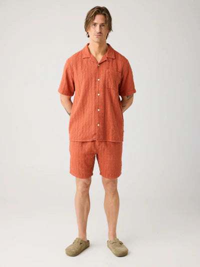 Knowledge Cotton Apparel Structure Shirt - Burnt Brick