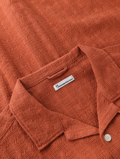 Knowledge Cotton Apparel Structure Shirt - Burnt Brick