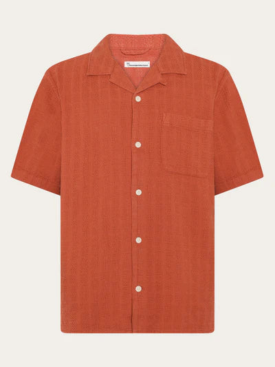 Knowledge Cotton Apparel Structure Shirt - Burnt Brick