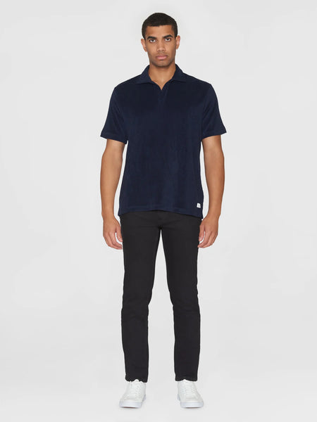 Knowledge Cotton Loose Terry Polo - Night Sky