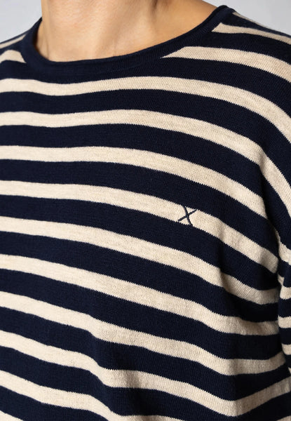 Clean Cut Copenhagen Thomas Knitted Stripe Tee - Navy/Ecru