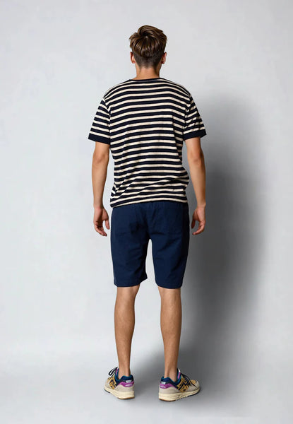 Clean Cut Copenhagen Thomas Knitted Stripe Tee - Navy/Ecru