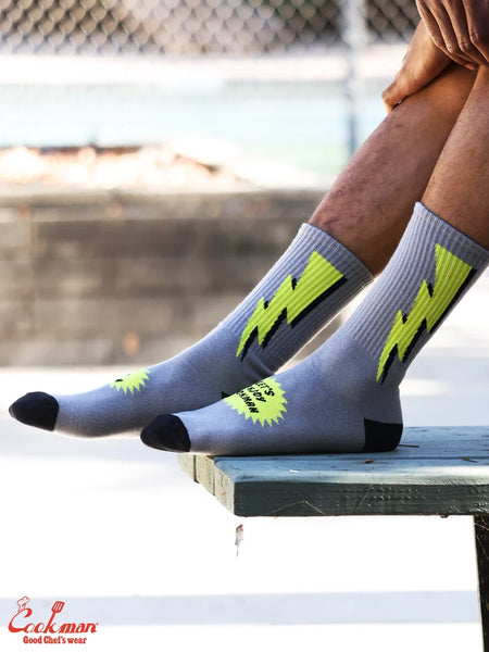 Cookman Rib Crew Lightning Socks - Grey
