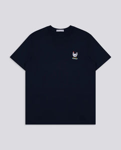 Varanacci Chicken on a Skateboard Embroidered Organic Tee - French Navy
